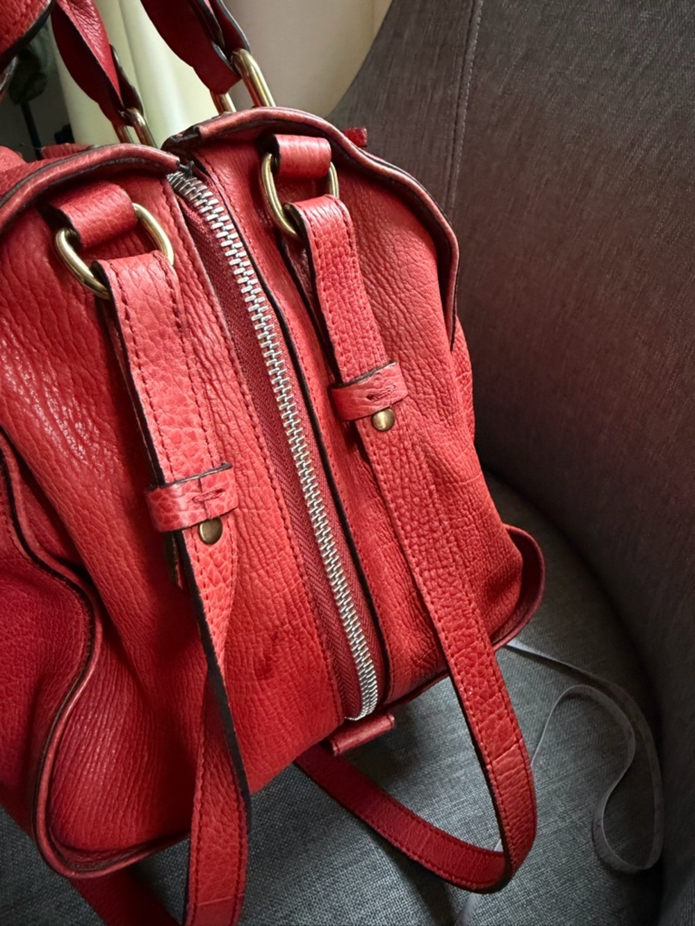 Chloe Red Leather Satchel with Gold Hardware - Picture 5 of 9